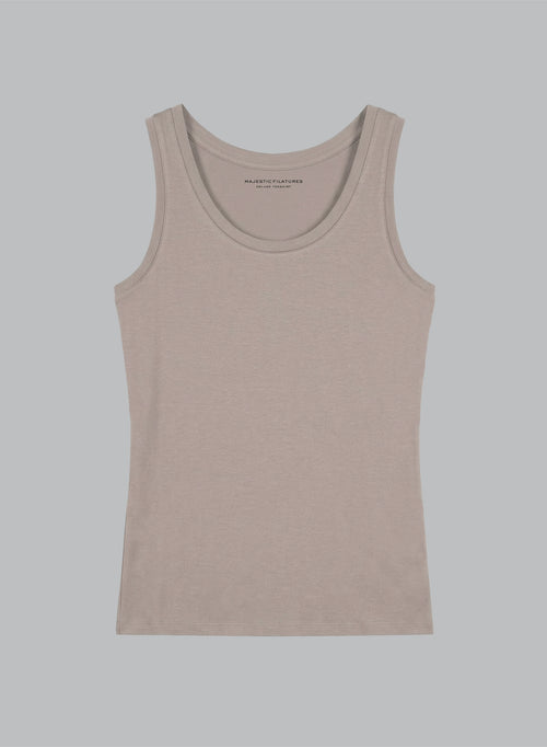 Débardeur Coffe latte Col U Sans Manches en Viscose / Elasthanne - MAJESTIC FILATURES