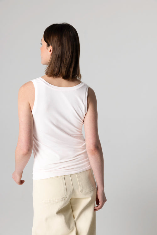 Camiseta sin mangas rosa con cuello en U de viscosa/elastano - MAJESTIC FILATURES