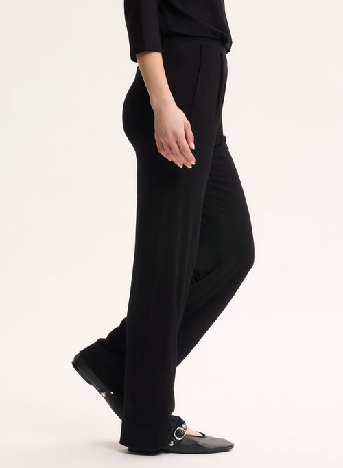 Pantalon Noir à Poches avec Taille Élastique en Viscose et Élasthanne - MAJESTIC FILATURES