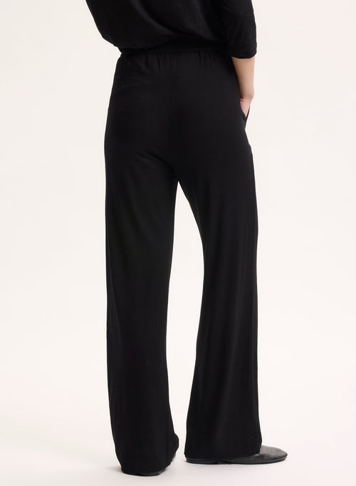 Pantalon Noir à Poches avec Taille Élastique en Viscose et Élasthanne - MAJESTIC FILATURES