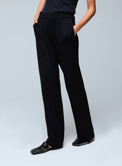 Black Viscose Pants - MAJESTIC FILATURES