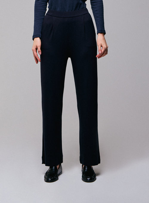 Navy Viscose / Elastane Pants - MAJESTIC FILATURES