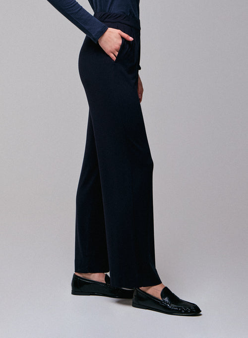 Navy Viscose / Elastane Pants - MAJESTIC FILATURES