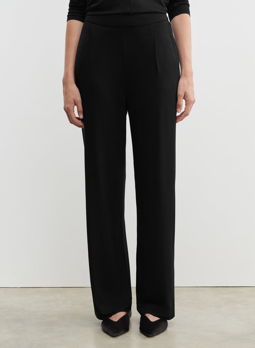 Pantalón negro con bolsillos y cintura elástica de viscosa y elastano - MAJESTIC FILATURES