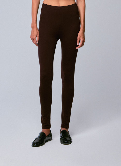 Pantalones de viscosa / elastano berenjena - MAJESTIC FILATURES