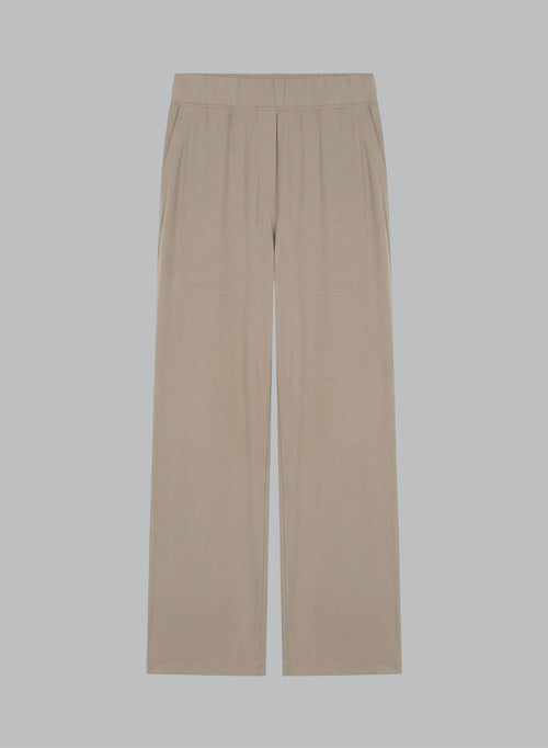 Coffee lattee pants in Viscose / Elastane - MAJESTIC FILATURES
