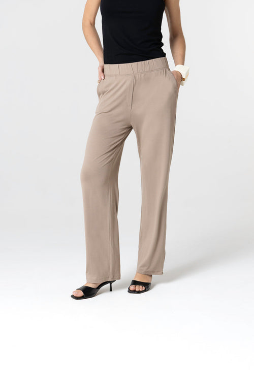 Pantalones marrones de viscosa/elastano - MAJESTIC FILATURES