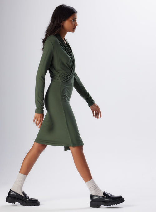 Robe Mousse Col Bénitier Manches Longues en Viscose et Élasthanne - MAJESTIC FILATURES