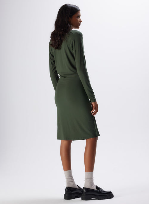 Robe Mousse Col Bénitier Manches Longues en Viscose et Élasthanne - MAJESTIC FILATURES