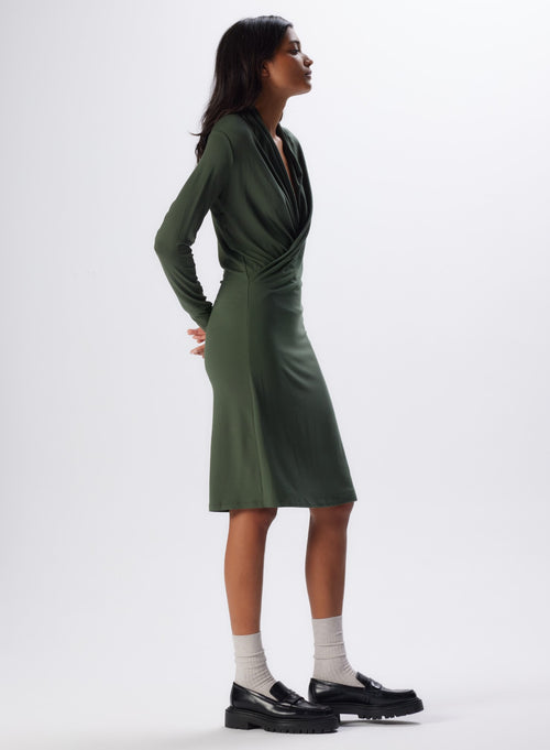 Robe Mousse Col Bénitier Manches Longues en Viscose et Élasthanne - MAJESTIC FILATURES