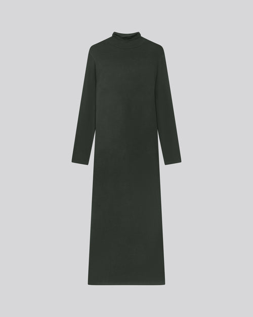 Green turtleneck dress with long sleeves in viscose / elastane - MAJESTIC FILATURES