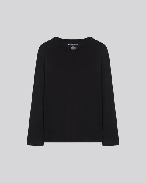 T-shirt Noir Col Rond Manches Longues en Viscose / Elasthanne - MAJESTIC FILATURES