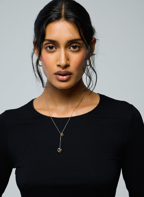 Schwarzes T-Shirt Seconde Peau Rundhalsausschnitt Langarm aus Viskose und Elasthan - MAJESTIC FILATURES