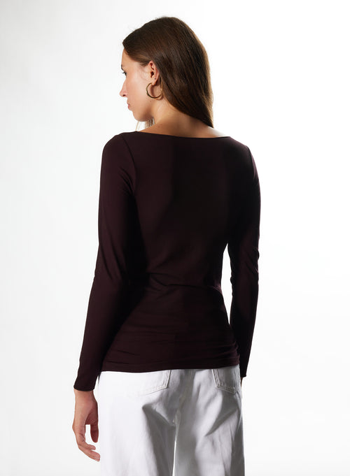 "3/4 Sleeve Boatneck Viscose / Elastane T-Shirt" - MAJESTIC FILATURES