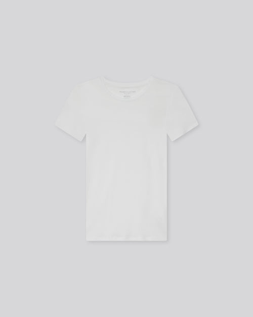 White  Round Neck Short Sleeves T-shirt in Viscose and Elastane   - MAJESTIC FILATURES