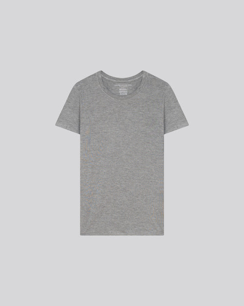 Grey Round Neck Short Sleeves T-shirt in Viscose and Elastane - MAJESTIC FILATURES