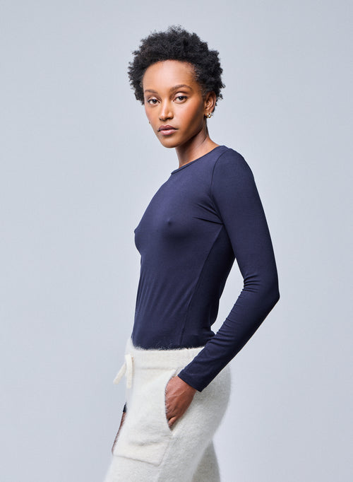 Camiseta Ally cuello redondo de Viscosa / Elastano - MAJESTIC FILATURES