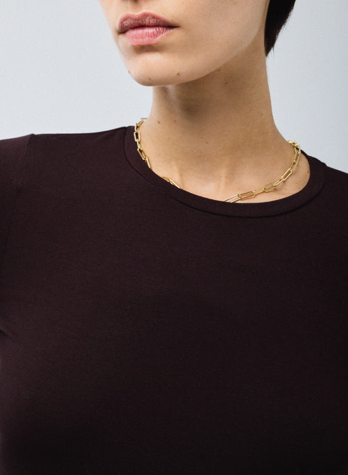 Purple Round Neck Long Sleeves T-shirt Viscose / Elastane   - MAJESTIC FILATURES