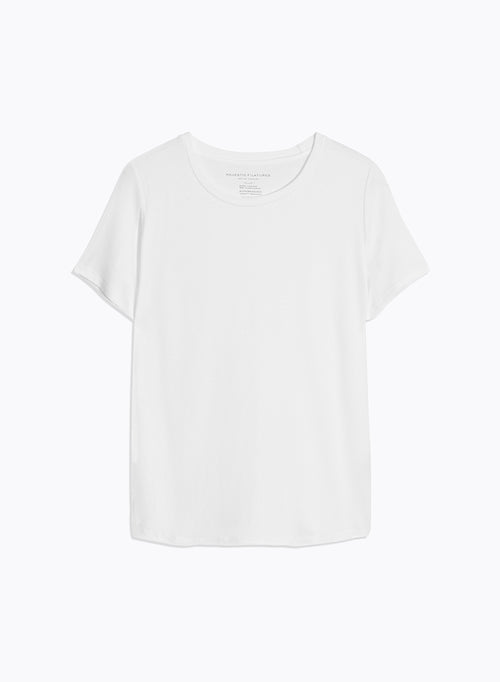 Tee shirt Blanc Col Rond Manches Courtes - MAJESTIC FILATURES