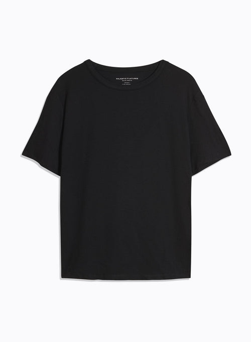 Tee shirt Noir Manches Courtes Col Rond en Viscose / Elasthanne - MAJESTIC FILATURES