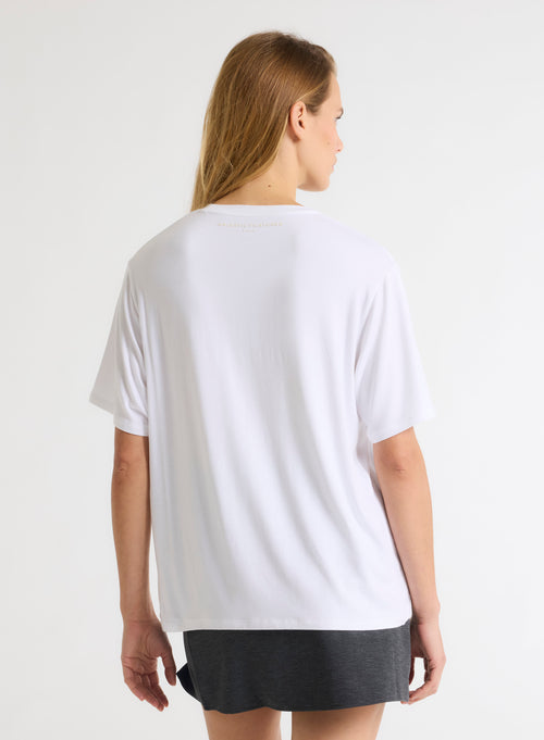 Tee shirt Blanc Col Rond Manches Courtes - MAJESTIC FILATURES