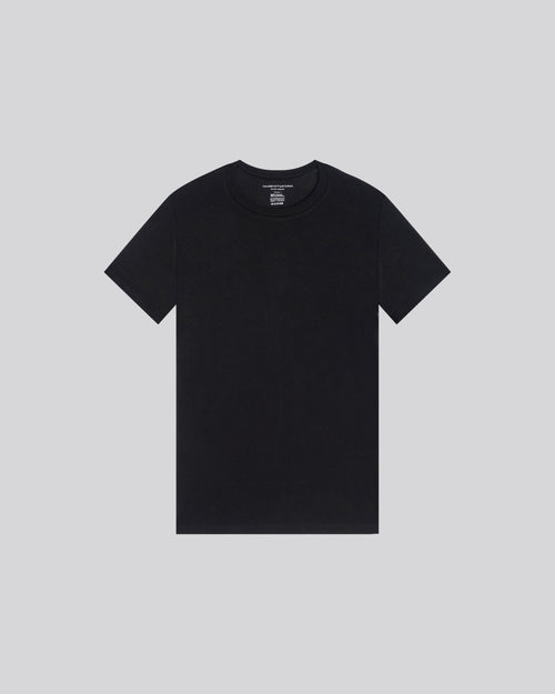 T-shirt Noir Col Rond Manches Courtes en Viscose / Élasthanne - MAJESTIC FILATURES