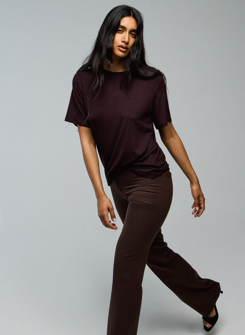 Purple Round Neck Short Sleeves T-shirt in Viscose / Elastane - MAJESTIC FILATURES