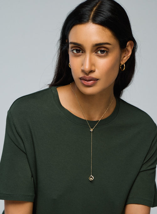 Camiseta verde de manga corta y manga corta con cuello redondo y viscosa / elastano - MAJESTIC FILATURES