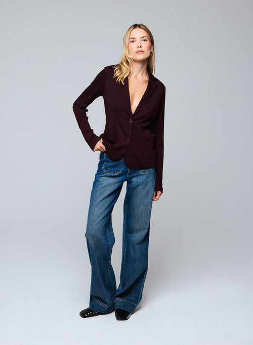 Aubergine jacket Long sleeved jacket in viscose / elastane - MAJESTIC FILATURES