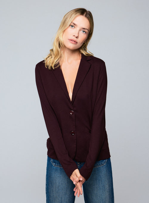 Veste Aubergine Veste Manches Longues en Viscose / Elasthanne - MAJESTIC FILATURES