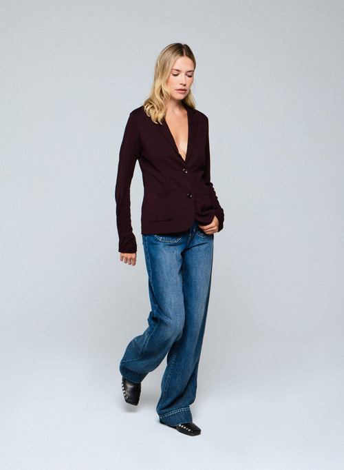 Aubergine jacket Long sleeved jacket in viscose / elastane - MAJESTIC FILATURES