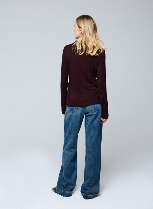 Aubergine jacket Long sleeved jacket in viscose / elastane - MAJESTIC FILATURES