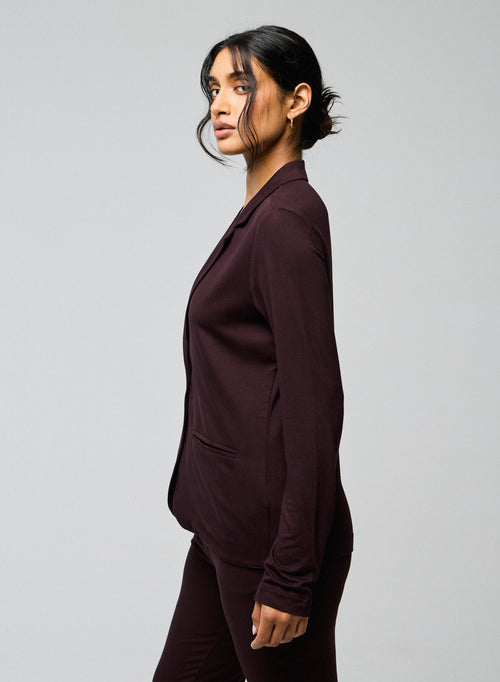 Veste Aubergine Manches Longues en Viscose / Elasthanne - MAJESTIC FILATURES