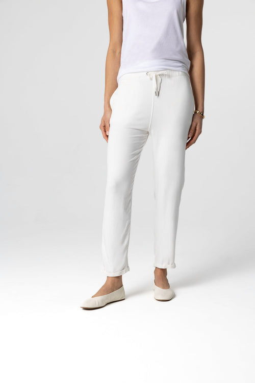Pantalon Blanc en Viscose / Élasthanne - MAJESTIC FILATURES