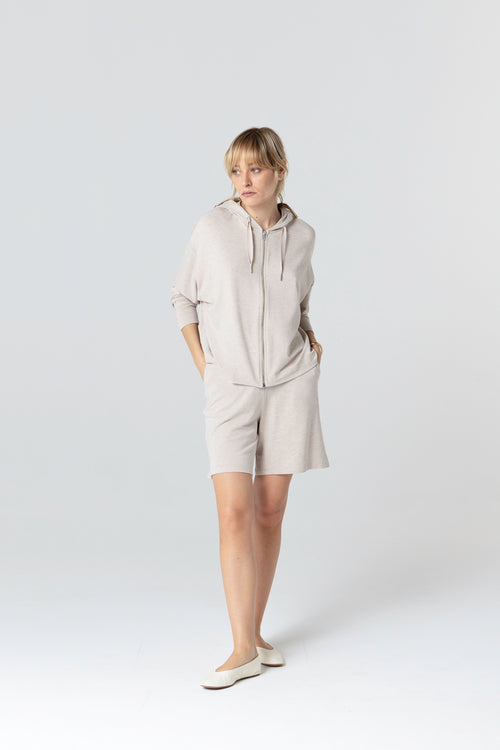 Sweatshirt mit Rundhalsausschnitt und langen Ärmeln aus Viskose/Elasthan in Beige - MAJESTIC FILATURES