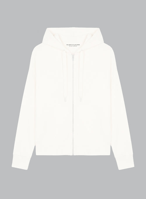 Sweatshirt mit Rundhalsausschnitt und langen Ärmeln aus Viskose/Elasthan in Weiß - MAJESTIC FILATURES