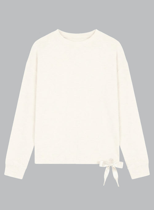 Round-Neck Long-Sleeve Sweatshirt in Viscose / Elastane in Cream - MAJESTIC FILATURES