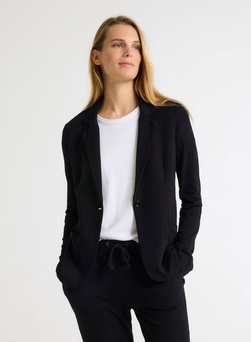 Veste Noir Diane 1 bouton en Viscose / Élasthanne - MAJESTIC FILATURES