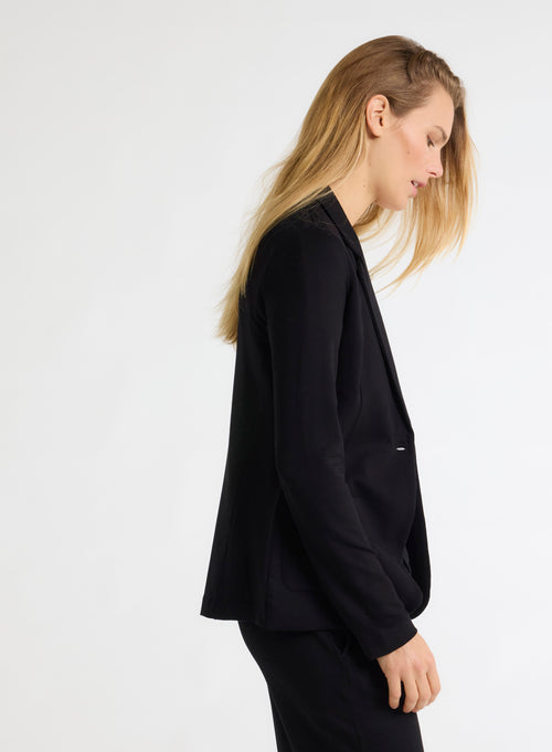 Veste Noir Diane 1 bouton en Viscose / Élasthanne - MAJESTIC FILATURES