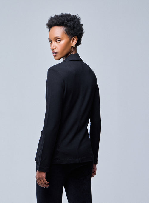 Veste Noire Diane 1 bouton en Viscose / Élasthanne - MAJESTIC FILATURES