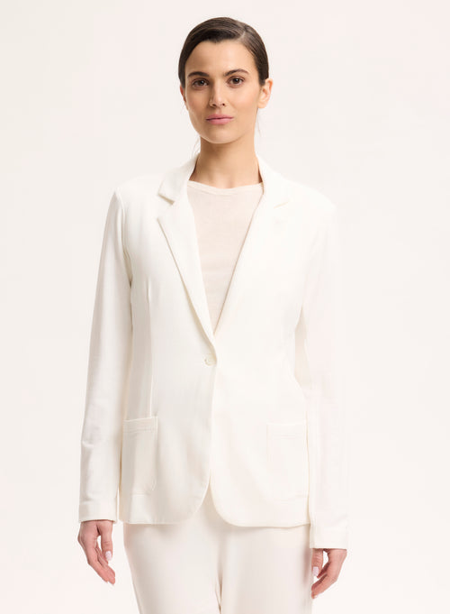 Veste Blanc Col Veste Manches Longues - MAJESTIC FILATURES