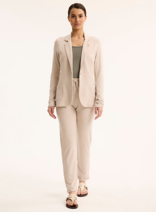 Beige Long Sleeve Viscose Jacket - MAJESTIC FILATURES