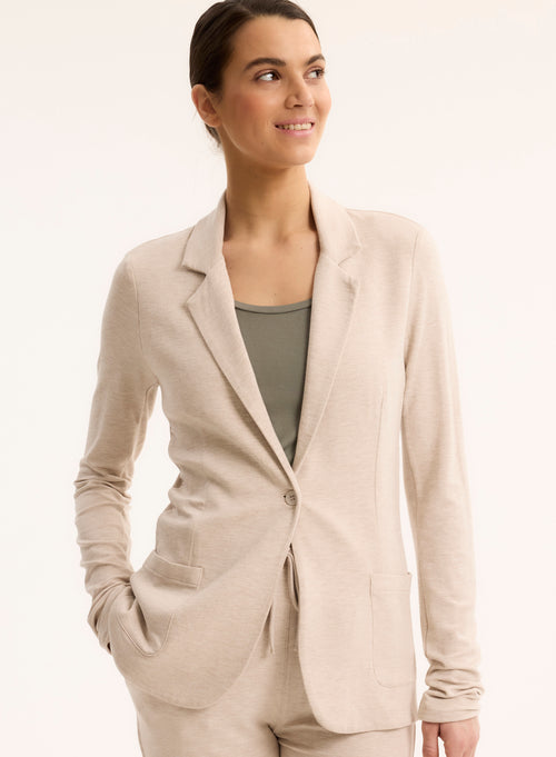 Veste Beige Col Veste Manches Longues - MAJESTIC FILATURES