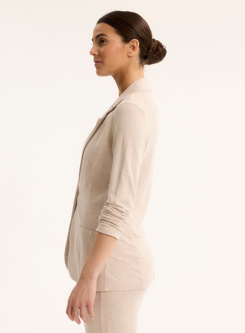 Beige Long Sleeve Viscose Jacket - MAJESTIC FILATURES