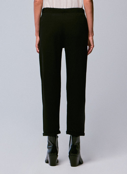 Black Pants with Pockets in Viscose and Elastane - MAJESTIC FILATURES