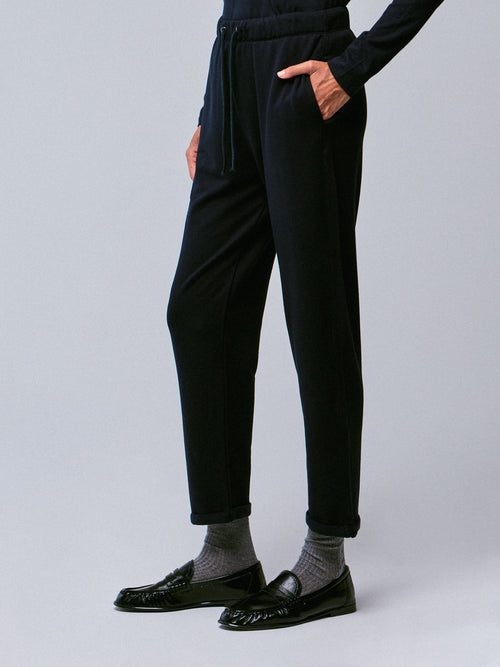 Pantalon Marine avec Poches en Viscose et Élasthanne - MAJESTIC FILATURES