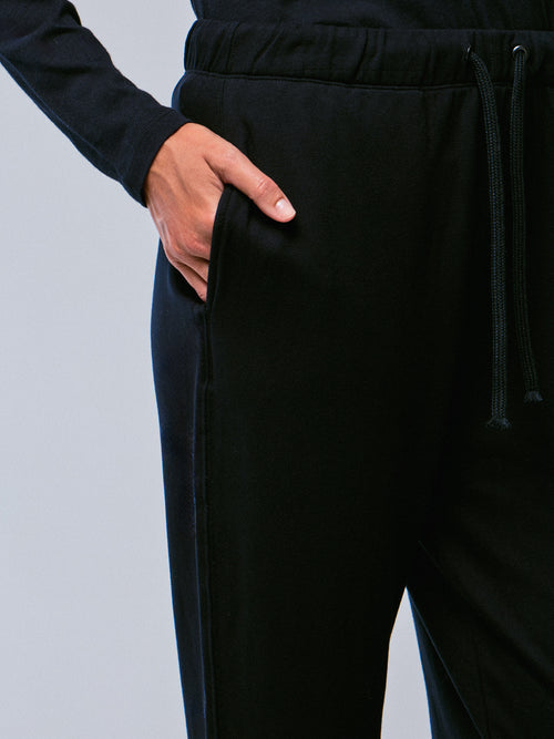 Navy Trousers with Viscose and Elastane Pockets - MAJESTIC FILATURES