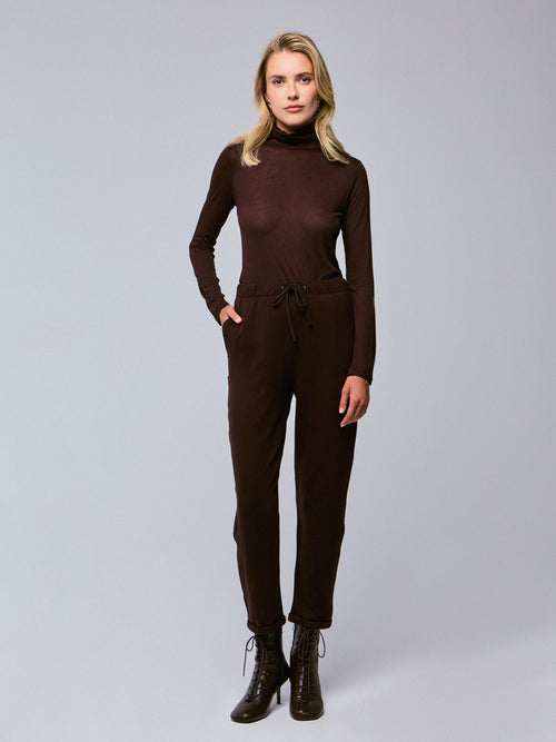 Pantalon Aubergine en Viscose / Elasthanne - MAJESTIC FILATURES
