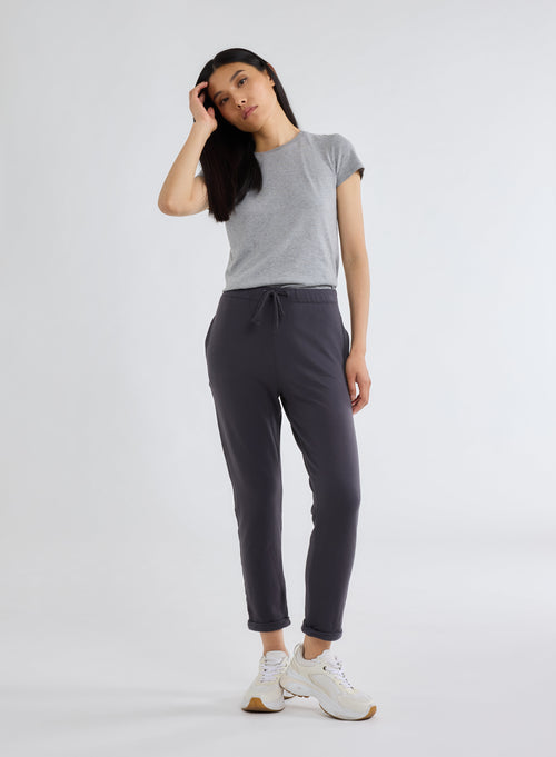 Pantalon Gris en molleton de Viscose et Élasthanne - MAJESTIC FILATURES