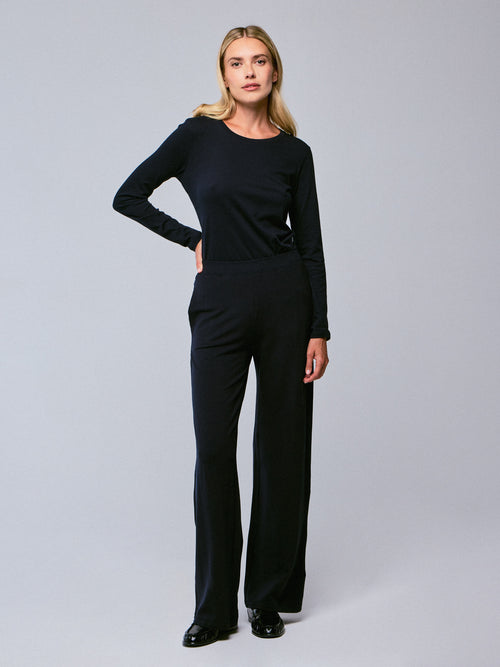 Pantalon Marine en Viscose / Elasthanne - MAJESTIC FILATURES